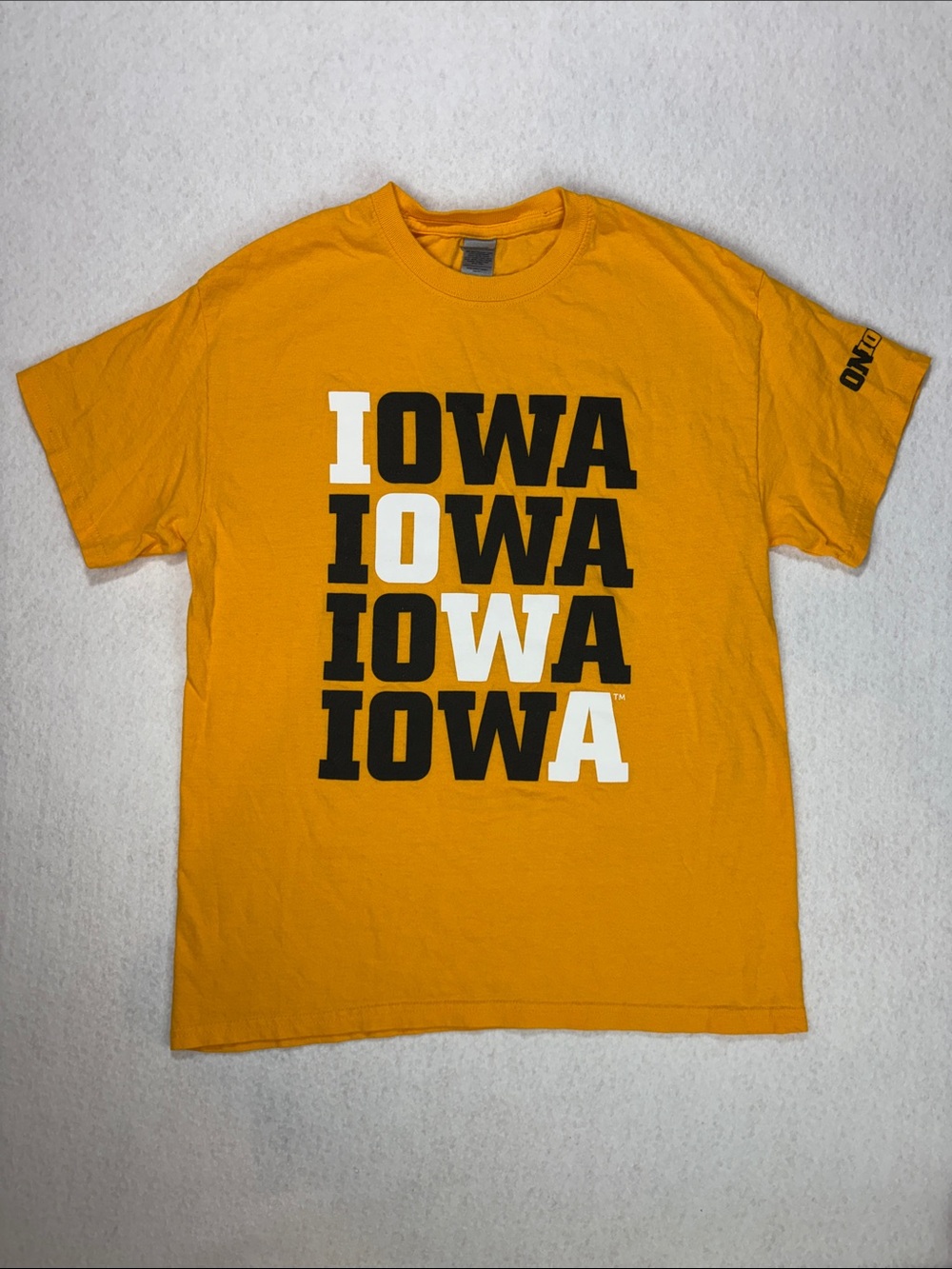 Iowa Graphic T Shirt in Gold Gildan brand On Iowa! Sz M